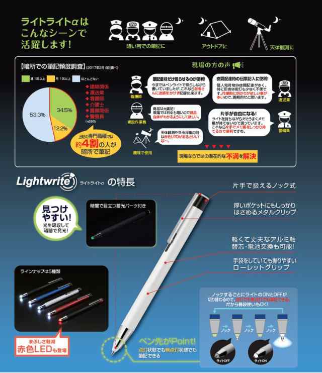 まとめ買い）ゼブラ ライトライトα 光る。書ける。ライト付き