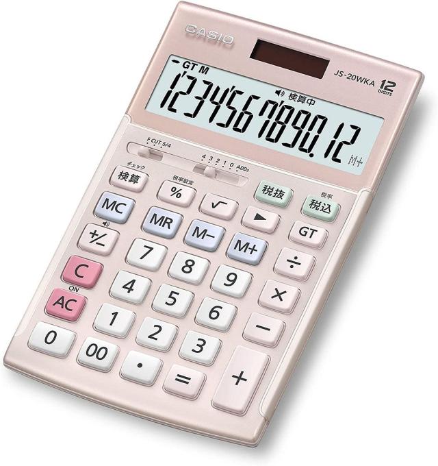 （まとめ買い）カシオ 本格実務電卓 ジャストタイプ ピンク 12桁 JS-20WKA-PK-N 〔3個セット〕 【北海道・沖縄・離島配送不可】