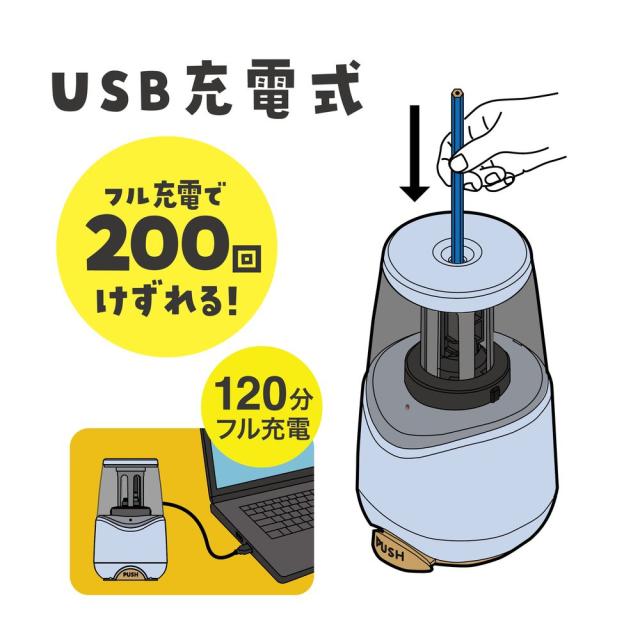 クツワ ミラガク 充電式鉛筆けずり ミルキーグレー RS038GY 【北海道