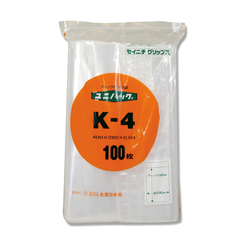 (まとめ買い)セイニチ チャック付きポリ袋 ユニパック K-4 400×280mm 100枚入 6651100 〔×3〕 【北海道・沖縄・離島配送不可】の通販は