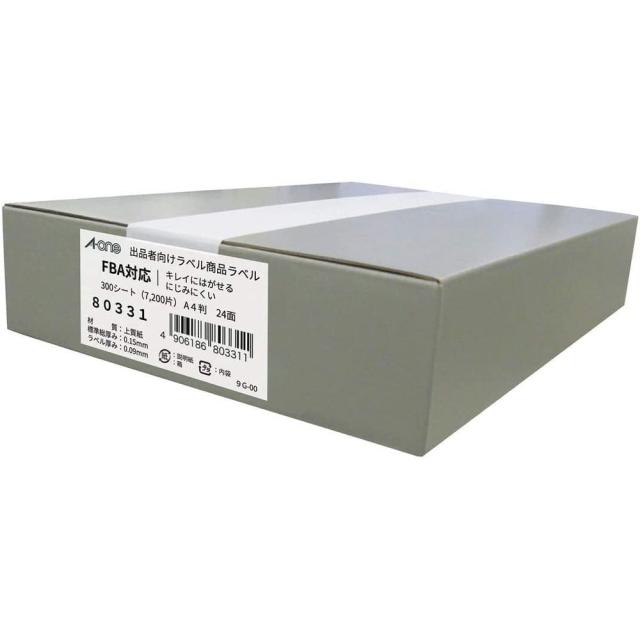 エーワン 出品者向け配送ラベル FBA対応 きれいにはがせるタイプ　マット紙 ホワイト A4 24面 300シート 80331 【北海道・沖縄・離島配送不可】