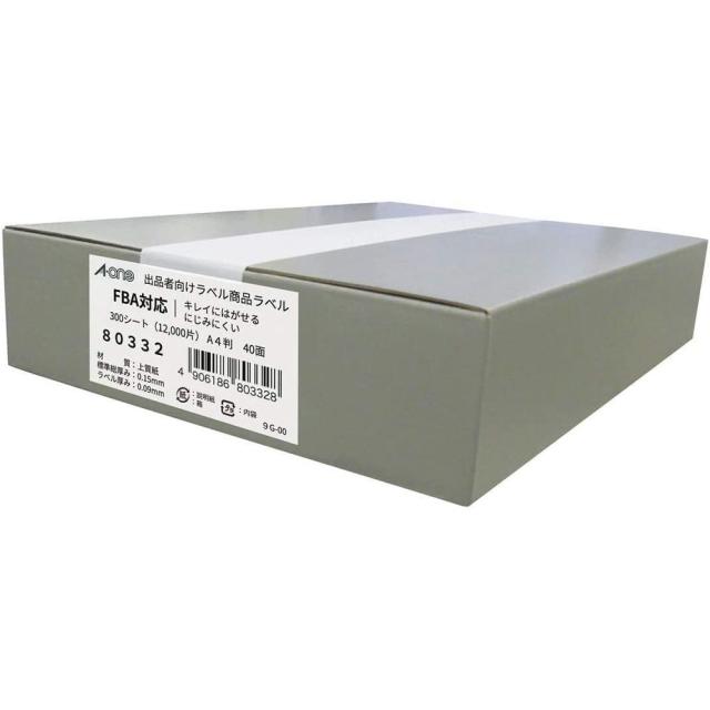 エーワン 出品者向け配送ラベル FBA対応 きれいにはがせるタイプ　マット紙 ホワイト A4 40面 300シート 80332 【北海道・沖縄・離島配送不可】