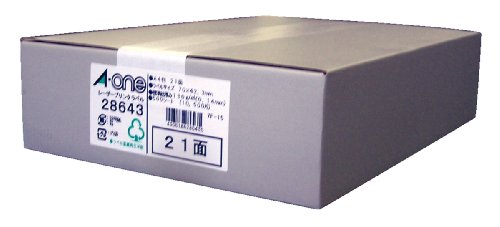 エーワン レーザープリンタラベル A4判21面 28643 00027263 【北海道・沖縄・離島配送不可】