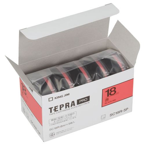 キングジム PROテープエコパックカラーラベル(赤) SC18R-5P 00006577 【北海道・沖縄・離島配送不可】
