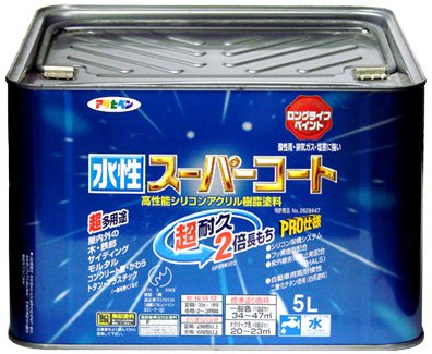 （まとめ買い）アサヒペン ペンキ 水性スーパーコート 水性多用途 シトラスイエロー 5L 〔3缶セット〕 【北海道・沖縄・離島配送不可】