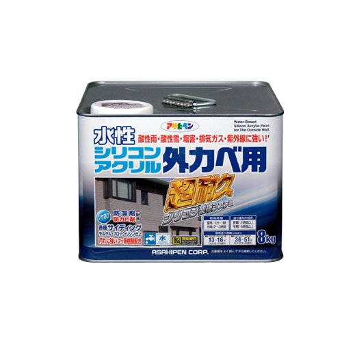 （まとめ買い）アサヒペン 水性シリコンアクリル外かべ用 ホワイト 8KG 〔3缶セット〕 【北海道・沖縄・離島配送不可】