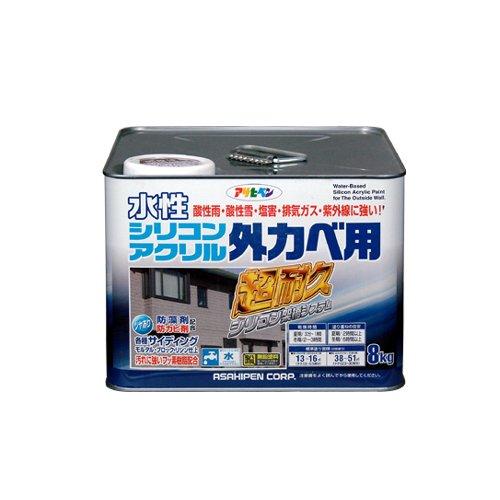 （まとめ買い）アサヒペン 水性シリコンアクリル外かべ用 ソフトオーカー 8KG 〔3缶セット〕 【北海道・沖縄・離島配送不可】