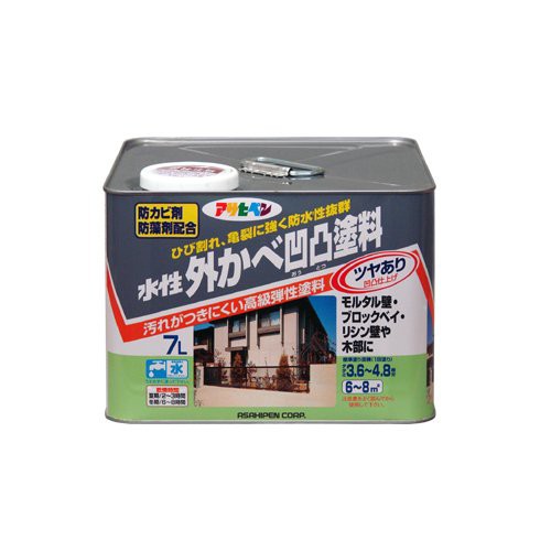（まとめ買い）アサヒペン 水性外かべ凹凸塗料 ツヤあり アイボリー 7L 〔3缶セット〕の通販は