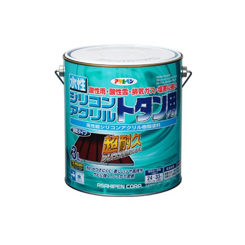 （まとめ買い）アサヒペン 水性シリコンアクリルトタン用 赤さび 3L 〔3缶セット〕 【北海道・沖縄・離島配送不可】