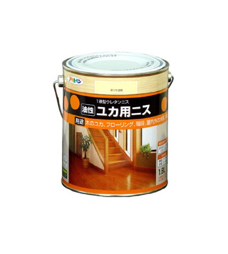 （まとめ買い）アサヒペン 油性ユカ用ニス 1.8L 半ツヤ透明 〔3缶セット〕 【北海道・沖縄・離島配送不可】