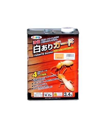 （まとめ買い）アサヒペン 油性白ありガード 3.4L オレンジ 〔3缶セット〕 【北海道・沖縄・離島配送不可】