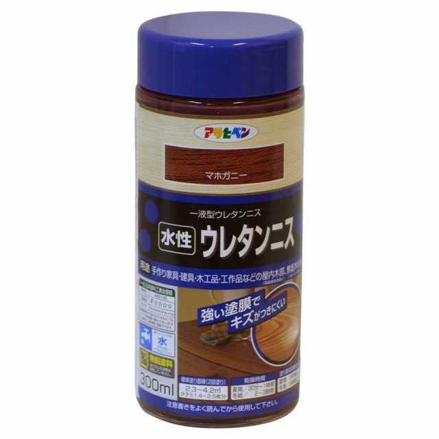 まとめ買い）アサヒペン 水性ウレタンニス 300ml マホガニー 〔×3