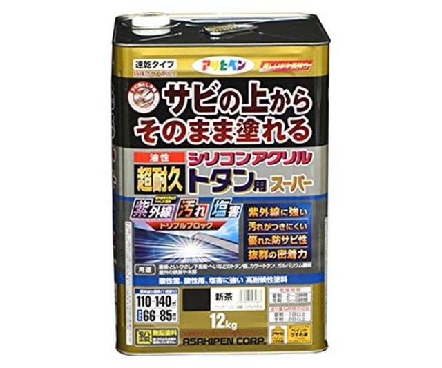 アサヒペン サビ止め兼用上塗り塗料 油性超耐久シリコンアクリルトタン用 12kg 新茶 【北海道・沖縄・離島配送不可】