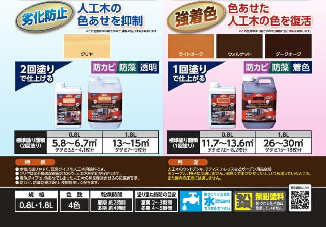 （まとめ買い）アサヒペン 水性人工木ウッドステイン 1.8L ダークオーク 〔×3〕 【北海道・沖縄・離島配送不可】_1