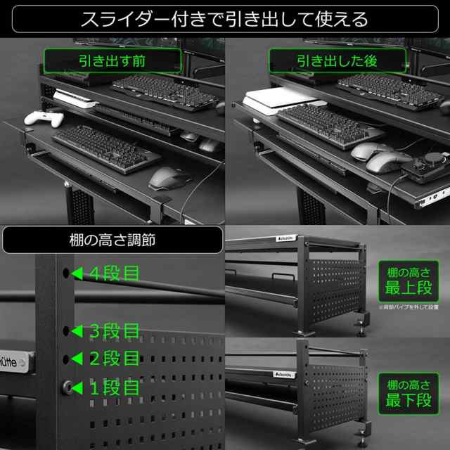 Bauhutte（バウヒュッテ） デバイスベース 120幅デスク用 ブラック BDS-1200-BKの通販はau PAY マーケット - フジックス