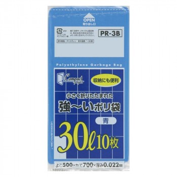 ジャパックス コンパクト強〜いポリ袋30L 青 10枚×60冊 PR3B 【北海道・沖縄・離島配送不可】