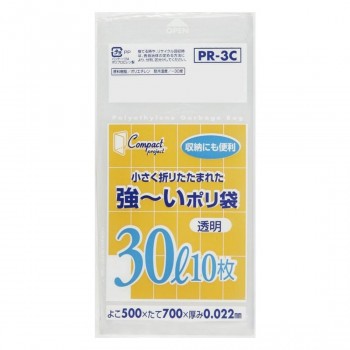 ジャパックス コンパクト強〜いポリ袋30L 透明 10枚×60冊 PR3C 【北海道・沖縄・離島配送不可】