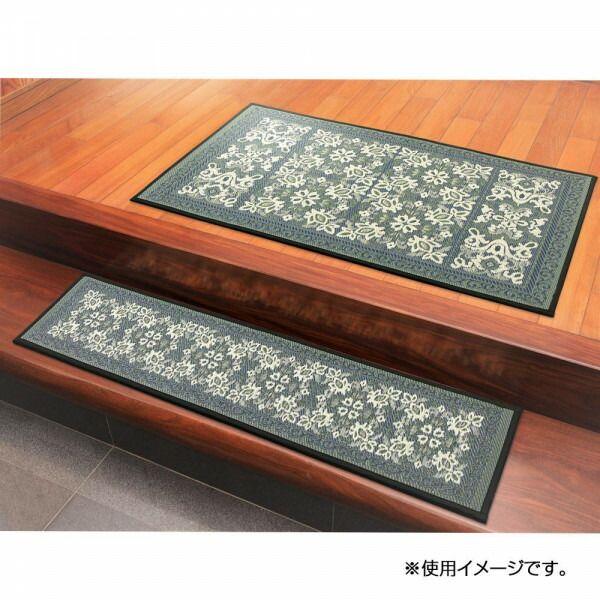 三重織 い草玄関マット 約70×120cm ネイビー TSN340443 【北海道・沖縄・離島配送不可】_2