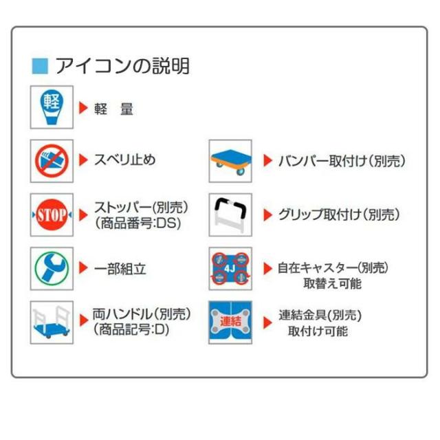 静音台車　長尺物運搬車　ハンドストッパー　最大積載量300kg　PLA300-W-HS 【北海道・沖縄・離島配送不可】_2