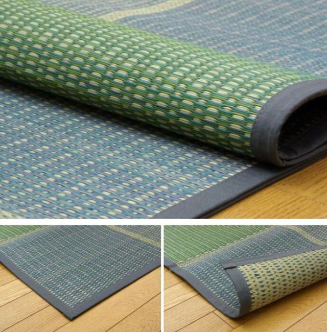 純国産 い草花ござカーペット ラグ 『FUBUKI』 グリーン 江戸間6畳(約261×352cm) 4112206 【北海道・沖縄・離島配送不可】_1
