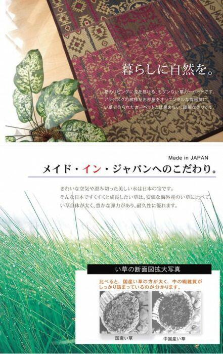 国産 い草ラグカーペット 『DXオーディーン』 グリーン 約191×191cm 1711970 【北海道・沖縄・離島配送不可】_2