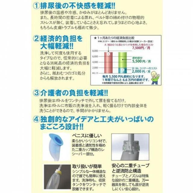 男性用携行型　身体に付けない収尿器　「Mr.ユリナー」　Mサイズ 【北海道・沖縄・離島配送不可】_3