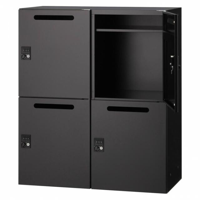 壁面収納家具　2列2段　投入口付　ダイヤル錠　ブラック COM-UALP-B11D 【北海道・沖縄・離島配送不可】_1