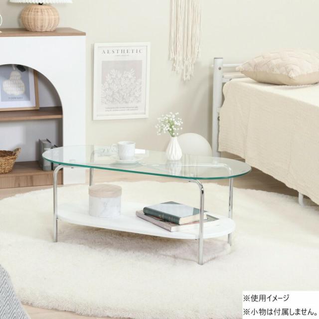 不二貿易 C/D:41313 Chamill ガラスセンターテーブル ホワイト 【北海道・沖縄・離島配送不可】