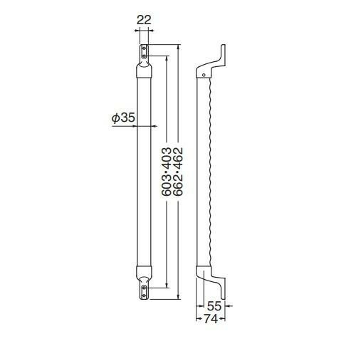 シロクマ　スリムディンプル手すり シルバー/Lオーク BR-596　600mm 【北海道・沖縄・離島配送不可】_1