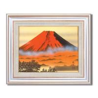 葛谷聖山(梅月)日本画額F6AS　12292・金富士 【北海道・沖縄・離島配送不可】