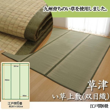純国産　草津　い草上敷(双目織)　江戸間6畳　1100636 【北海道・沖縄・離島配送不可】