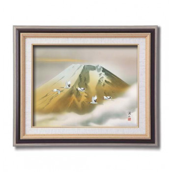 伊藤渓山　日本画額F6　(黒)　13302・金富士 【北海道・沖縄・離島配送不可】