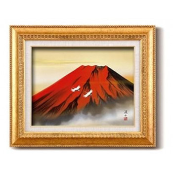 伊藤渓山　日本画額F6金　13333・赤富士 【北海道・沖縄・離島配送不可】