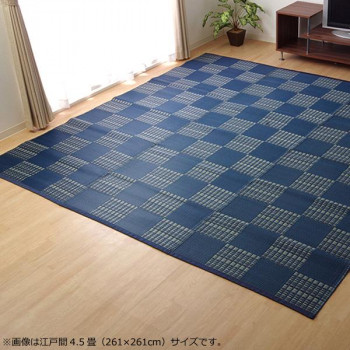 洗える PPカーペット 『ウィード』 ネイビー 江戸間8畳(約348×352cm) 2121508 【北海道・沖縄・離島配送不可】