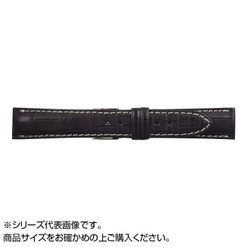 MIMOSA(ミモザ) 時計バンド クロコマット 18mm ブラック/ホワイトステッチ (美錠:銀) WRM-AW18 【北海道・沖縄・離島配送不可】