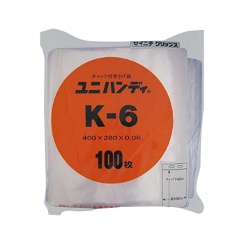 セイニチ チャック付ポリエチレン袋 ユニハンディ チャック付手さげ袋 透明タイプ K-6 100枚 【北海道・沖縄・離島配送不可】