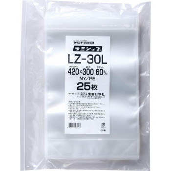 セイニチ チャック付ラミネートスタンドパック ラミジップ 特大サイズNYタイプ LZ-30L 25枚 【北海道・沖縄・離島配送不可】