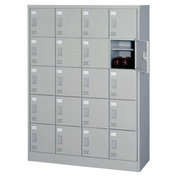 シューズロッカー　4列5段中棚付扉付・錠なしタイプ　ニューグレー COM-SC-20W 【北海道・沖縄・離島配送不可】