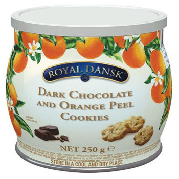 ロイヤルダンスク　ダークチョコ＆オレンジピールクッキー　250g　12セット　011062 【北海道・沖縄・離島配送不可】
