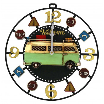 ブリキclock 掛け時計 bus 43171 【北海道・沖縄・離島配送不可】