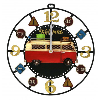 ブリキclock 掛け時計 bus 43172 【北海道・沖縄・離島配送不可】
