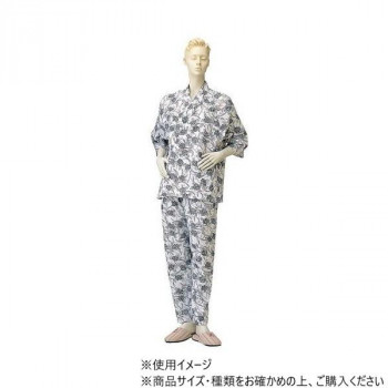 神戸生絲　婦人パジャマ型ねまき(ラグラン袖・おくつろ着)M No.73 コン 花柄 【北海道・沖縄・離島配送不可】