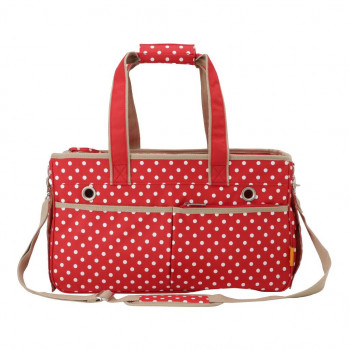 優美社　PE51-00　Pet Field （ペットフィールド） ドット柄ペットキャリーバッグ レッド 【北海道・沖縄・離島配送不可】