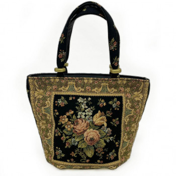 優美社　6001-00 ゴブラン織 （ごぶらんおり） ハンドバッグ ブラック 【北海道・沖縄・離島配送不可】