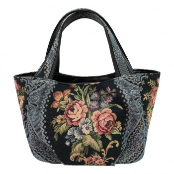 優美社　6008-00 ゴブラン織（ごぶらんおり） ハンドバッグ ブラック 【北海道・沖縄・離島配送不可】