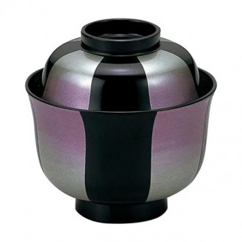 （食洗機対応）3.3寸羽反小吸椀　紫銀市松(内黒)　70000120 【北海道・沖縄・離島配送不可】