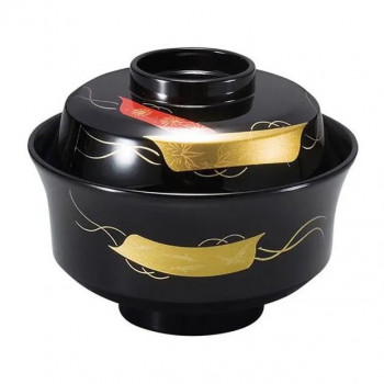 （食洗機対応）新4寸天竜寺椀　黒短冊(内黒)　33023770 【北海道・沖縄・離島配送不可】