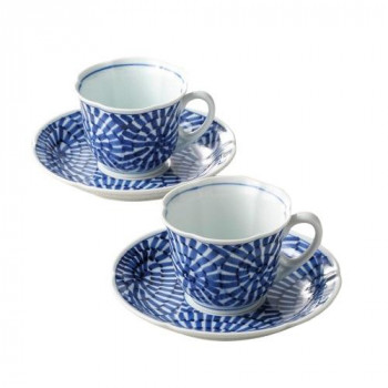 波佐見焼 タコ唐草絵(手描) 珈琲碗皿2客揃 007-243M 5360-021 【北海道・沖縄・離島配送不可】 7,419円