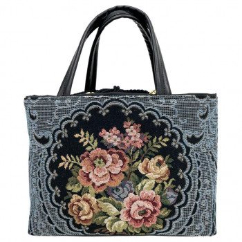 優美社 6015-00 ゴブラン織（ごぶらんおり） ハンドバッグ ブラック 【北海道・沖縄・離島配送不可】