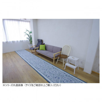 ボタニレル 廊下敷きマット(抗菌防臭 吸水速乾) 日本製 80×540cm ブルー 【北海道・沖縄・離島配送不可】